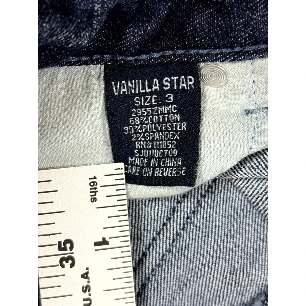Vanilla Star Jeans Womens 3 Blue Denim Paint Splatter Skinny Leg Boho Streetwear